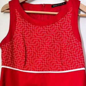 Vintage Y2K Red & White Sleeveless Shift Dress - European Size 38 / U.S. 8